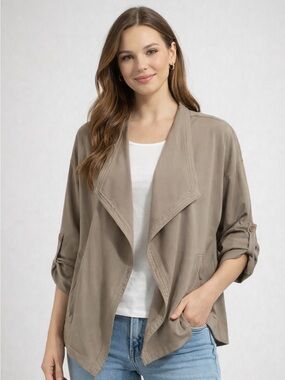 Light Brown Open-Front Women's Jacket